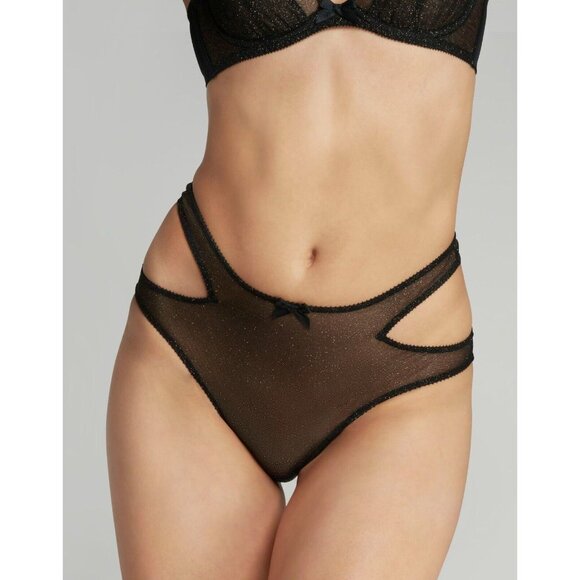 Agent Provocateur Shimmer Black Gold Brief AP4 Large NWT